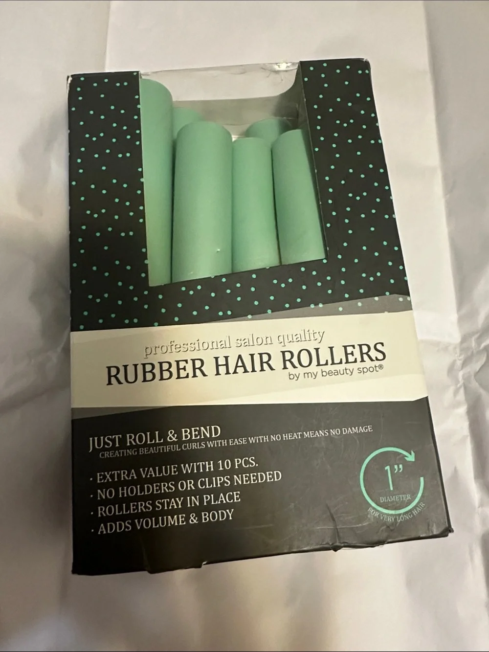 My Beauty Spot Mint Green Rubber Hair Rollers - 1